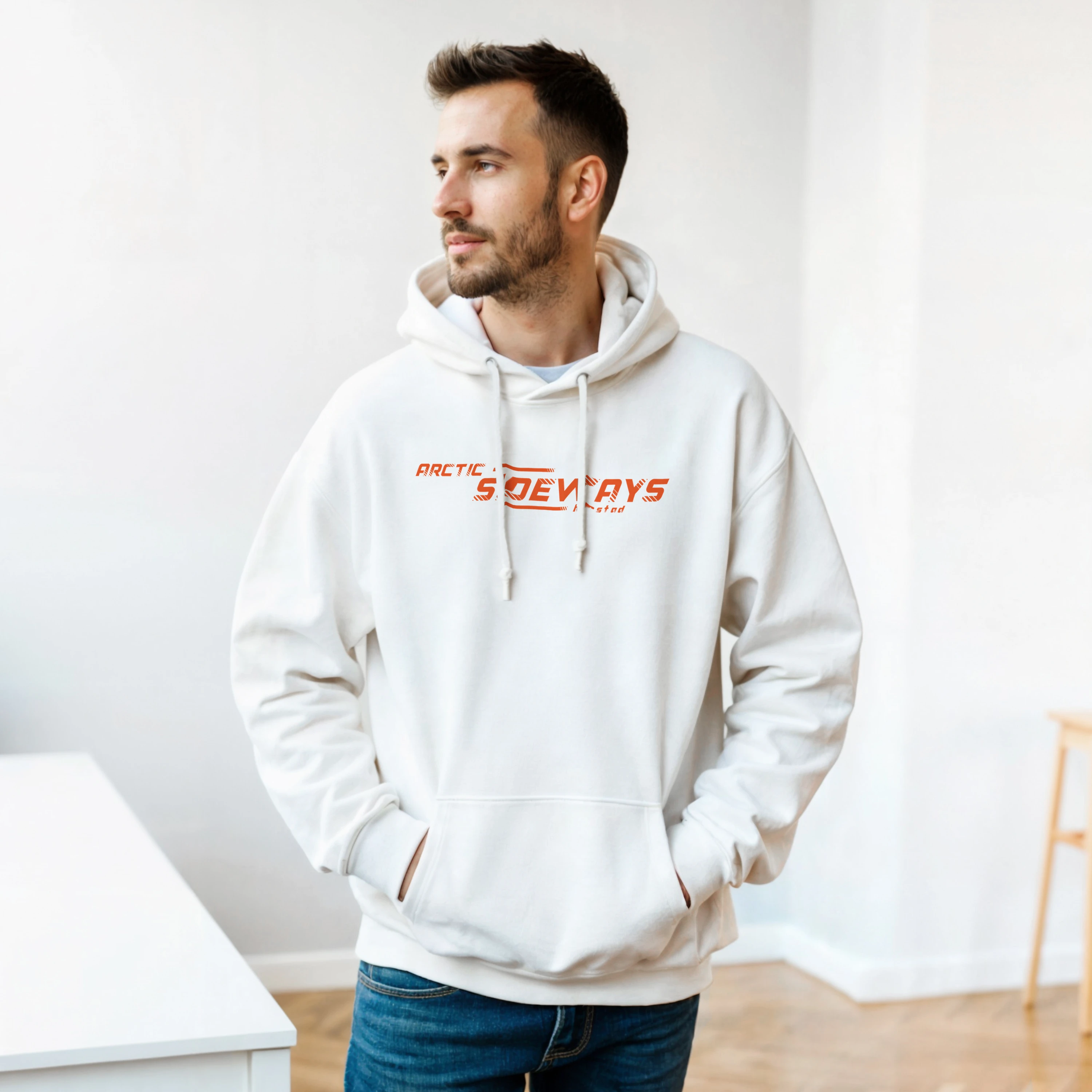 Classic Arctic Sideways Lite Hoodie HVIT